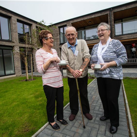 Anne Thomson meets her neighbours Margaret Hanratty ,James Constant 