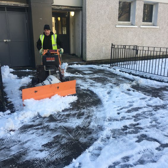 Wheatley staff out gritting pathways and pavements