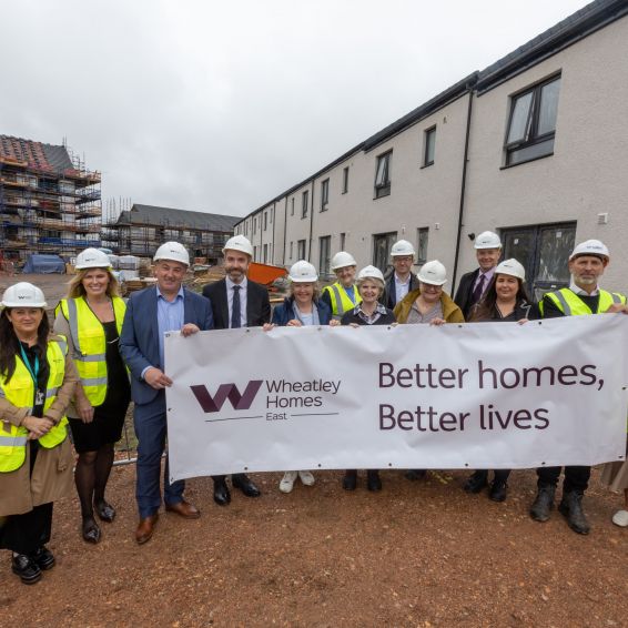 Managing Director of Wheatley Care Louise Dunlop, Wheatley Group Director of Development and Regeneration Lindsay Lauder, Housing Minister Paul McLennan, Wheatley Group Chief Executive Steven Henderson, City of Edinburgh Council Homelessness and Fair Work Convener Jane Meagher, Wheatley Homes East Head of Housing Alex Lamb, Wheatley Group Chair Jo Armstrong, Wheatley Group Development Manager Alastair Ranyard, Wheatley Homes East Vice Chair Helen Howden, South East Area Manager of Scottish Government’s More Homes Division Alastair Dee, Managing Director of Wheatley Homes East Laura Henderson, Managing Director of The Cruden Group Steven Simpson and Director of Lowther Michelle Rush