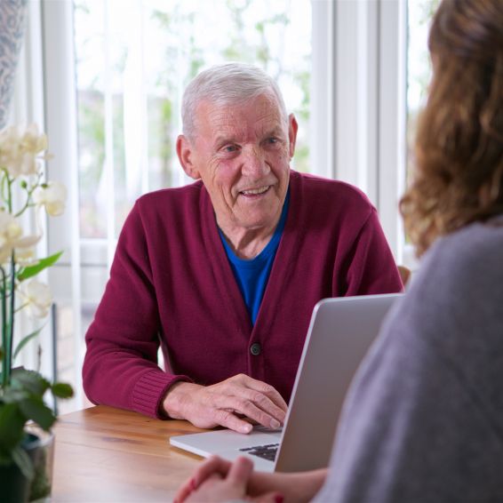 Stock image - housing officer with tenant